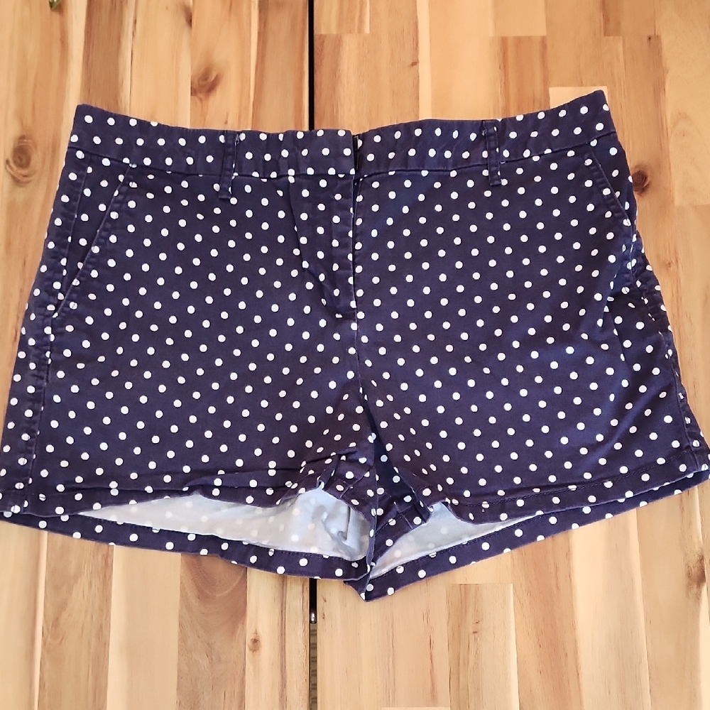 Womens Elle Navy Polka Dot Cotton Shorts - Size 10